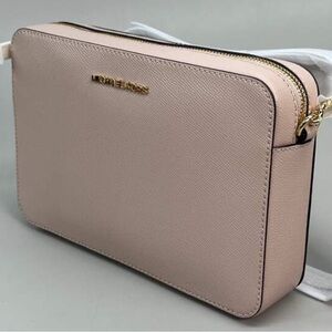NWT Michael Kors Jet Set Large Saffiano Leather Crossbody Bag - Soft Pink